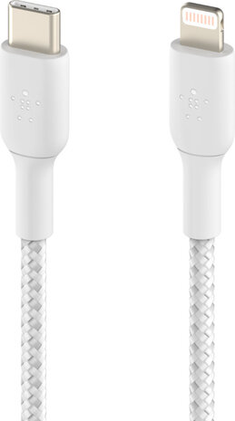 Boost Charge Lightningkabel : USB-C M naar Lightning M (1 meter, wit, USB Power Delivery 18 Watt)