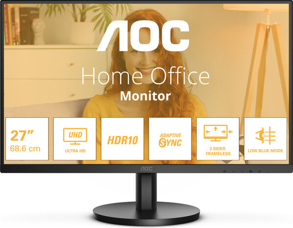 Basic-line U27B3M LED 27&quot;, 3840 x 2160 4K UHD, VA, 3500:1, HDR10, 4 ms, 2 x HDMI, DisplayPort, speakers, zwart