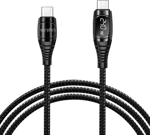USB-C M/M kabel (2 m, laadstatus via OLED display, zwart)