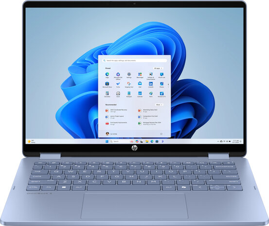 OmniBook 5 Flip (14&quot; 2K IPS 300 nits touch, Intel Core 7-150U, 16 GB LPDDR5, 1000 GB PCIe SSD, Intel Iris Xe Graphics, Windows 11 Home, blauw, Azerty)