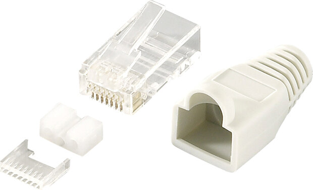 Patchstekkers RJ45 Cat6 (10-pack, shielded, incl. trekontlasting, grijs)