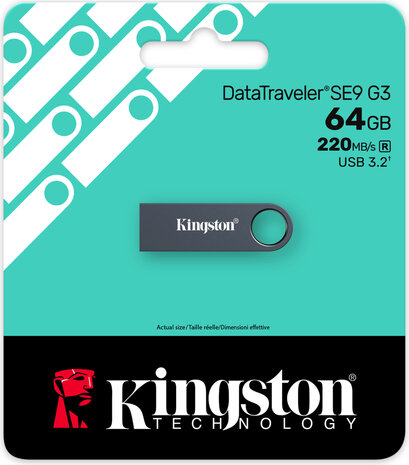 KE-U2X64-1AC DataTraveler SE9 G3 USB flash drive 64 GB (USB 3.2 Gen 1, nikkel)