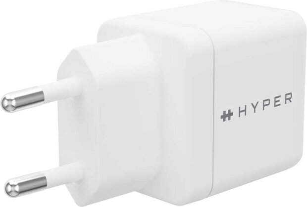 HyperJuice Power adapter (GaN, 35 Watt, Power Delivery 3.0 + PPS, Quick Charge 3.0, 2 output connectors USB-C, wit)