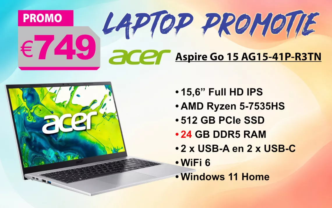 Acer Aspire Go AG15-41P-R3TN bij Extrasoft in Gent