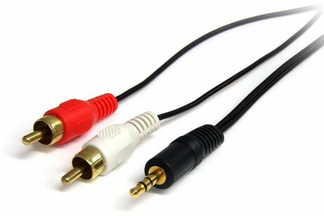 Stereo audiokabel 3,5 mm M naar 2 x RCA M (90 cm, zwart)