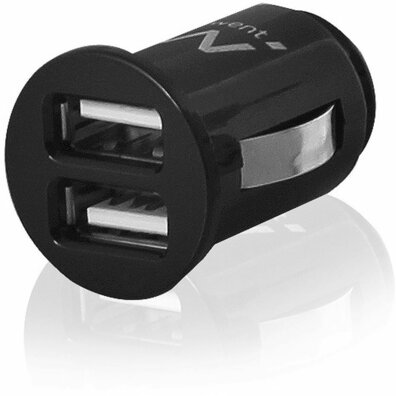 EW1220 Power adapter (car, 2,1 A, 2 output connectors, zwart)