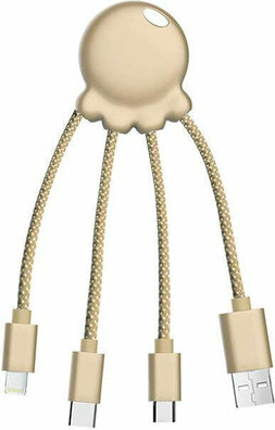 Octopus Multikabel All-in-One (Lightning, USB-C, micro-USB en USB, goud)