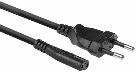 Stroomkabel : Europlug M naar IEC 60320 C7 (AC 230 V, 2,5 A, 1,5 m, zwart)