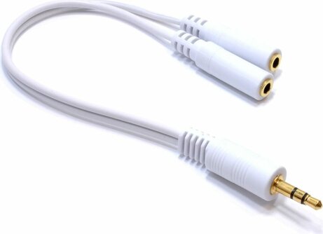 Audio Y-splitter : 3,5 mm M naar 2 x 3,5 mm F (stereo, wit, 15 cm)