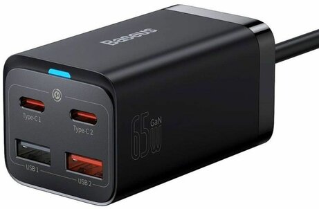 USB-C snellader (65 Watt, GaN5 Pro, 2 x USB-C en 1 x USB 3.0, zwart)