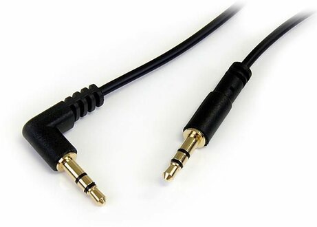 3,5 mm stereo audiokabel met één rechte hoek M/M (30 cm, zwart)