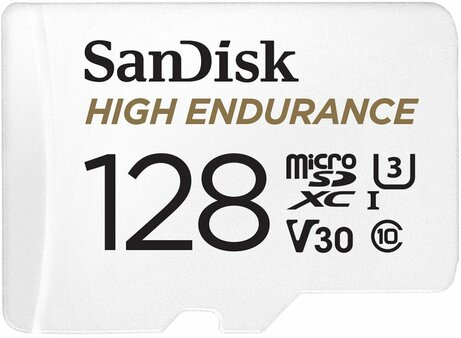 High Endurance Flash memory card 128 GB (Video Class V30, Class10, microSDXC UHS-I, incl. SD-adapter)