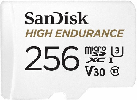 High Endurance microSDXC 256 GB (Video Class V30, UHS-I U3, Class 10, UHS-I)