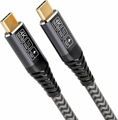 USB-C Gen2 kabel M/M (100 Watt laden, data, video 4K, 3 meter, zwart)