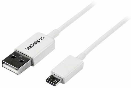 Micro USB-kabel : A naar micro B (1 meter, wit)