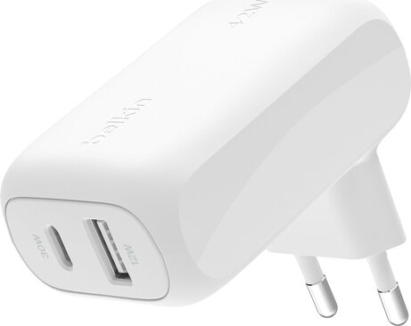 BoostCharge Power adapter (42 Watt, 3 A, PD 3.0, 2 output connectors, 24 pin USB-C, USB, wit)