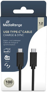 USB-C Charge & Sync kabel (1,2 meter, 100 Watt fast charging, high-speed data transfer, zwart)