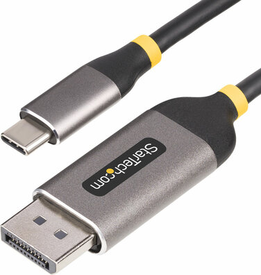 142-USBC-DP-8K-10F USB-C M naar DisplayPort Adapterkabel (3 m, 8K 60 Hz, USB 4, Thunderbolt 3, Thunderbolt 4, DisplayPort 1.4, 3 m, 8K 60 Hz support, 4K 144 Hz support, zwart/grijs)