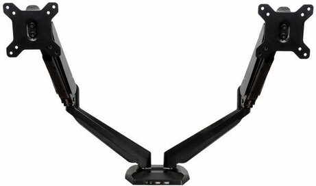 Dual Monitor Arm One-Touch Height Adjustment (voor 2 monitors tot 30", zwart)