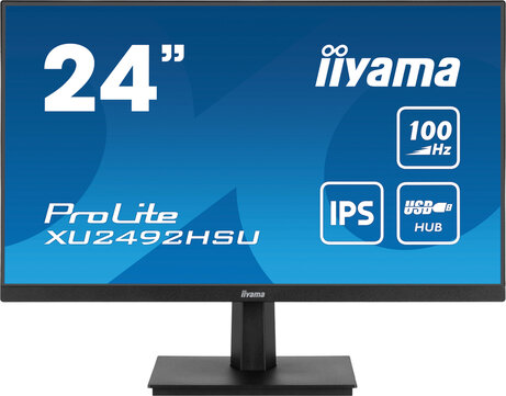ProLite XU2492HSU-B6 LED 24", 1920 x 1080 Full HD, 100 Hz, IPS, 1300:1, 0,4 ms, HDMI, DisplayPort, speakers, mat zwart