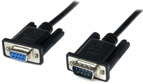 DB9 RS232 Serial Null Modem Cable F/M (2 meter, zwart)