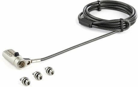 LTULOCK4D 3-in-1 Universal Laptop Cable Lock (4-digit combination, voor K-Slot, Nano & Wedge Slot, 2 meter)