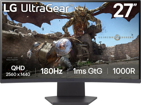 UltraGear 27GS60QC-B LED 27", 2560 x 1440 QHD, 1 ms, curved, 180 Hz, G-Sync & FreeSync, HDMI & DisplayPort