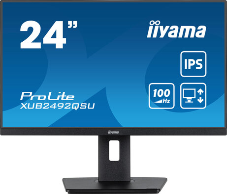 ProLite XUB2492QSU-B1 LED 24", 2560 x 1440 WQHD, 100 Hz, IPS, 1000:1, 0,5 ms, HDMI, DisplayPort, speakers, mat zwart