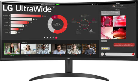 UltraWide 34WR50QK-B LED curved 34", 3440 x 1440 WQHD, 100 Hz, VA, 3000:1, HDR10, 5 ms, 2 x HDMI, DisplayPort