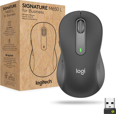 Signature M650 L Business Mouse (5 knoppen, Bluetooth, 2,4 GHz, grafiet)