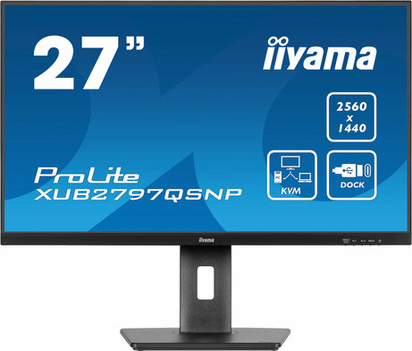 ProLite XUB2797QSNP-B1 LED 27", 2560 x 1440 WQHD, 100 Hz, IPS, 1300:1, 1 ms, HDMI, DisplayPort, speakers, mat zwart