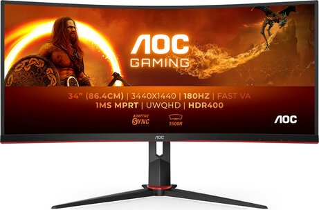 Gaming CU34G2XP/BK LED curved 34", 3440 x 1440 WQHD, 180 Hz, VA, 4000:1, DisplayHDR 400, 1 ms, 2 x HDMI, 2 x DisplayPort, speakers, zwart)