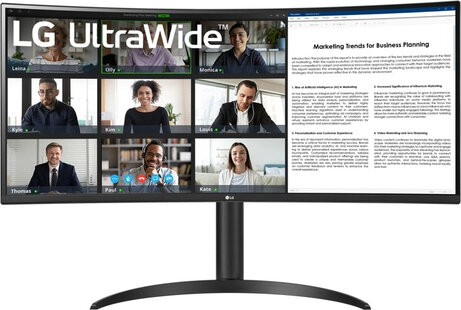 UltraWide 34WR55QK-B LED curved 34", 3440 x 1440 WQHD, 100 Hz, VA, 3000:1, HDR10, 5 ms, 2 x HDMI, DisplayPort, USB-C