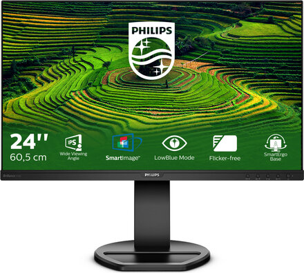 B Line 241B8QJEB LED 24", 1920 x 1080 Full HD, IPS, 1000:1, 5 ms, HDMI, DVI-D, VGA, DisplayPort, speakers, zwart