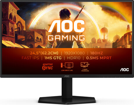 Gaming 25G42E LED 25", 1920 x 1080 Full HD 180 Hz, Fast IPS, 1000:1, HDR10, 0,5 ms, HDMI, DisplayPort, zwart/rood