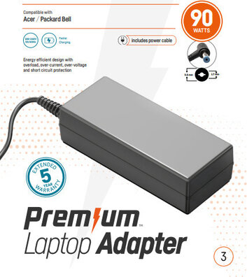 Premium Laptop Adapter voor Acer (90 Watt, 5,5 mm x 1,7 mm)