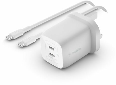 Boost Charge Pro 65 Watt PPS Dual USB-C GaN Charger (incl. USB-C M/M kabel, 2 meter, wit)