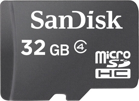 Flash memory card 32 GB (Class 4, microSDHC, zwart)