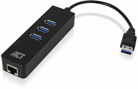 USB-Hub (met aan/uit schakelaar, 3 x USB 3.2 Gen 1 + 1 x 10/100/1000 Mbps LAN)