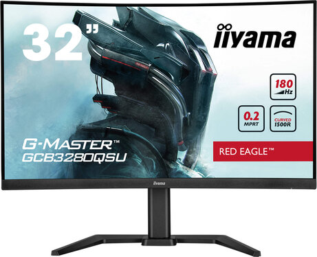 G-MASTER Red Eagle GCB3280QSU-B2 LED gaming curved 32", 2560 x 1440 WQHD, 180 Hz, VA, 3000:1, 0,2 ms, 2 x HDMI, DisplayPort, speakers, mat zwart