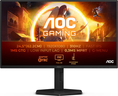 Gaming 25G4SXU LED 25", 1920 x 1080 Full HD 310 Hz, Fast IPS, 1000:1, DisplayHDR 400, 0,3 ms, 2 x HDMI, DisplayPort, zwart/grijs