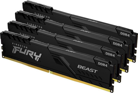 KF432C16BBK4/128 FURY Beast DDR4 kit 128 GB, DIMM 288-pin, 3200 MHz, PC4-25600, CL16, zwart (4 x 32 GB)