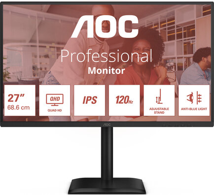 Q27E4U LED 27", 2560 x 1440 QHD, 120 Hz, IPS, 1500:1, 4 ms, HDMI, DisplayPort, speakers, zwart