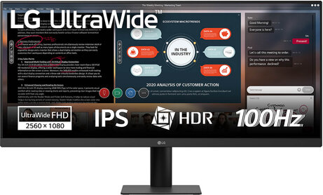 UltraWide 29U511A-B LED 29", 2560 x 1080 UWFHD 100 Hz, IPS, HDR10, 1 ms, HDMI, DisplayPort, zwart
