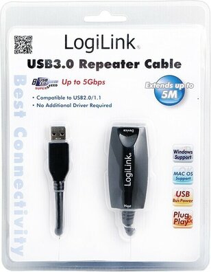 USB 3.0 A/A verlengkabel (5 m, incl. versterker)