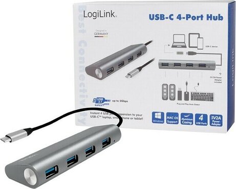 4 Port Hub (USB-C naar USB-A 3.0, passief)