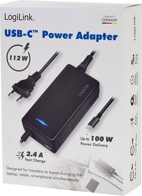 USB-C Power Adapter (1 x USB-C 100 Watt + 1 x USB-A 12 Watt, zwart)