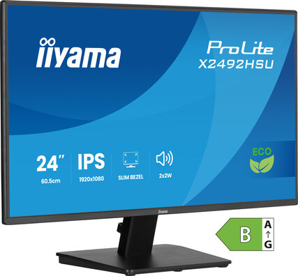 ProLite X2492HSU-B1 LED 24", 1920 x 1080 Full HD, 120 Hz, IPS, 3 ms, HDMI, DisplayPort, speakers, mat zwart