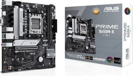 Socket AM5 : PRIME B650M-K (DDR5, 2 x M.2, HDMI, VGA, mATX)