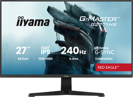 G-MASTER Red Eagle G2771HS-B1 LED gaming 27", 1920 x 1080 Full HD 240 Hz, Fast IPS, 0,4 ms, HDMI, DisplayPort, speakers, mat zwart